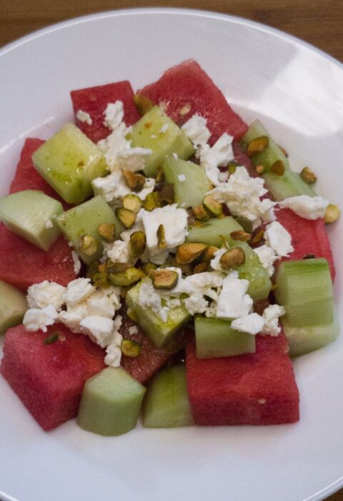 cucumber and watermelon salad recipe with feta cheese and pistachios from cleveland cooking