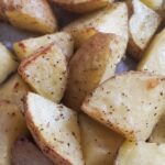 Close up of oven roasted potatoes from cleveland cooking recipe