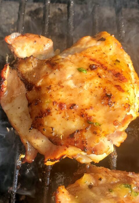 chicken on the grill with spicy lime and pineapple marinade