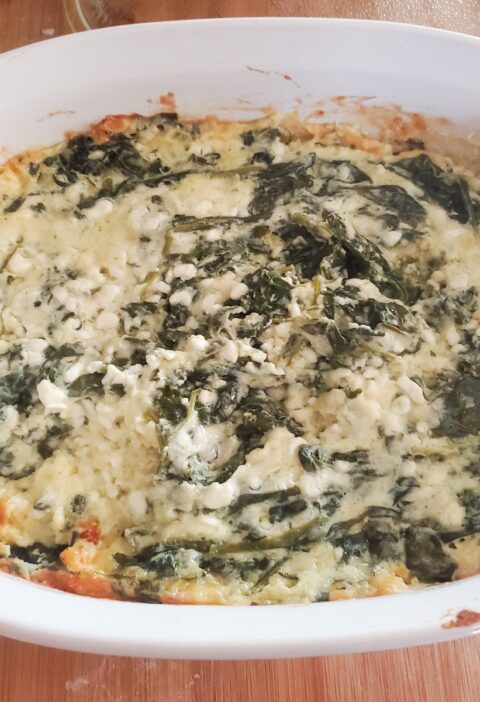 spinach casserole fresh from the oven by cleveland cooking