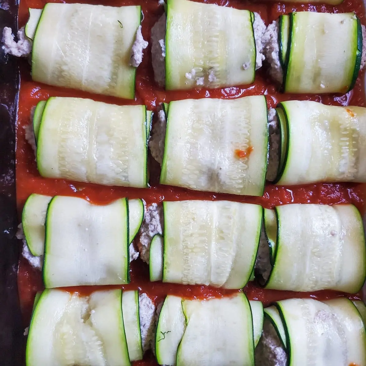 zucchini mushroom roll ups recipe from cleveland cooking. mushroom and cheese filling wrapped with thin zucchini served with pasta sauce