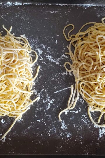 fresh pasta recipe from cleveland cooking. two stacks of fresh pasta ready to cook!