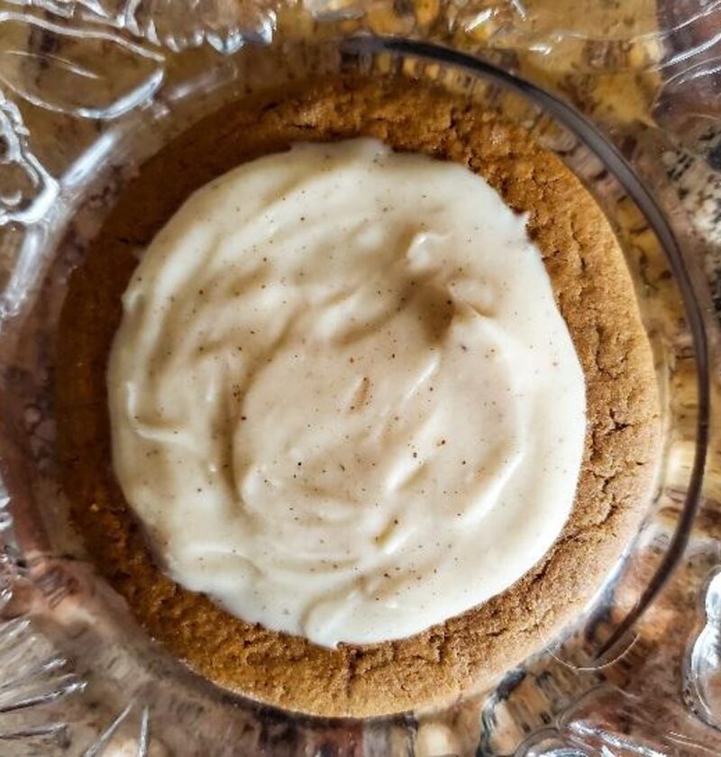 apple cider cream cheese frosting on a gingerbread from cleveland cooking