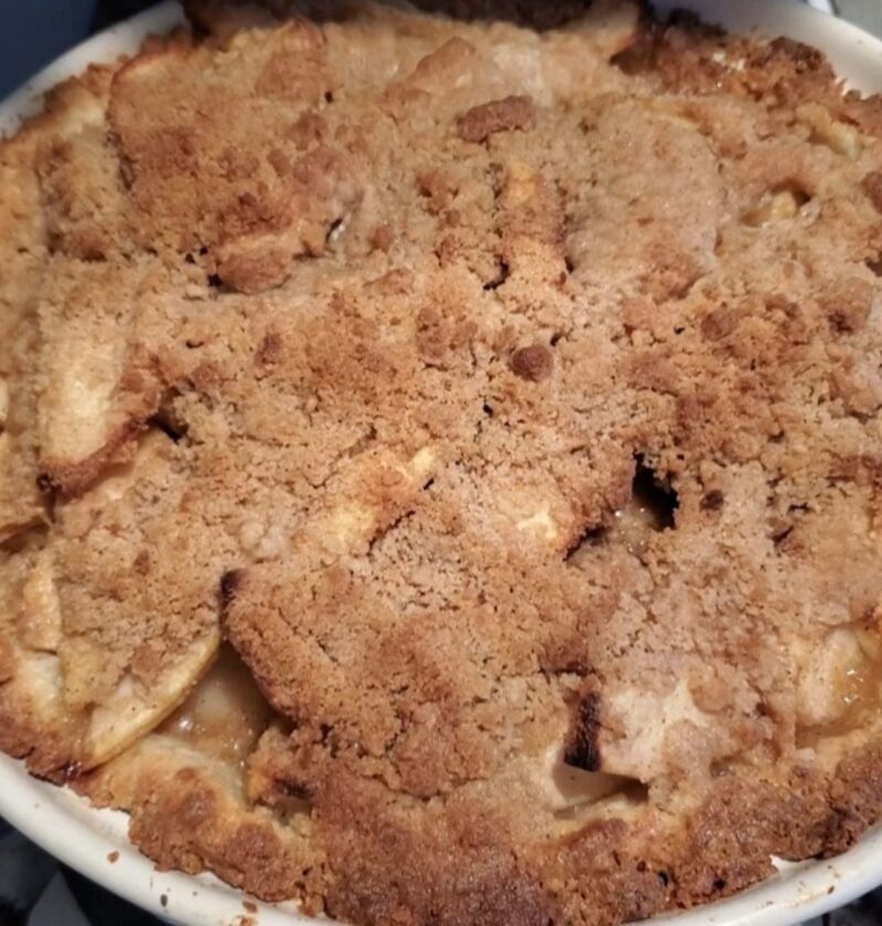 apple pear crumble pie from the oven from cleveland cooking. Apple and pear with a brown sugar and flour topping