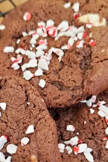 chocolate cookies with Fudgy white chocolate chips and candy cane sprinkles from cleveland cooking