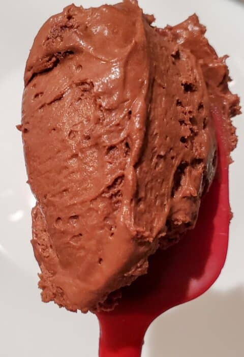 A spoonful of chocolate mousse from cleveland cooking.