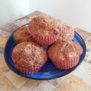 Apple cinnamon muffins from Cleveland cooking. caramelized apples in cinnamon muffin with a crunchy topping.