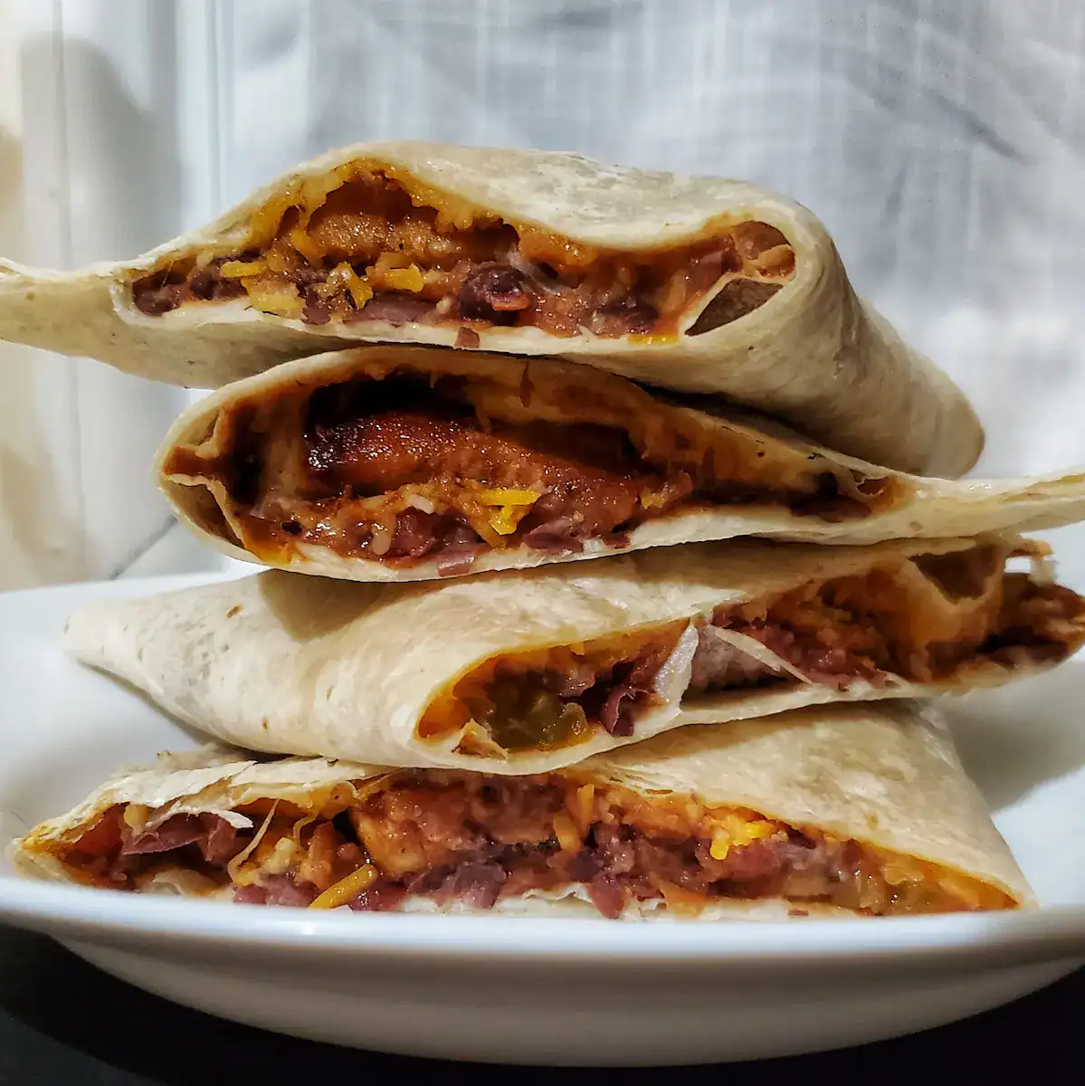 A stack of baked spiced pork quesadillas. Cleveland cooking
