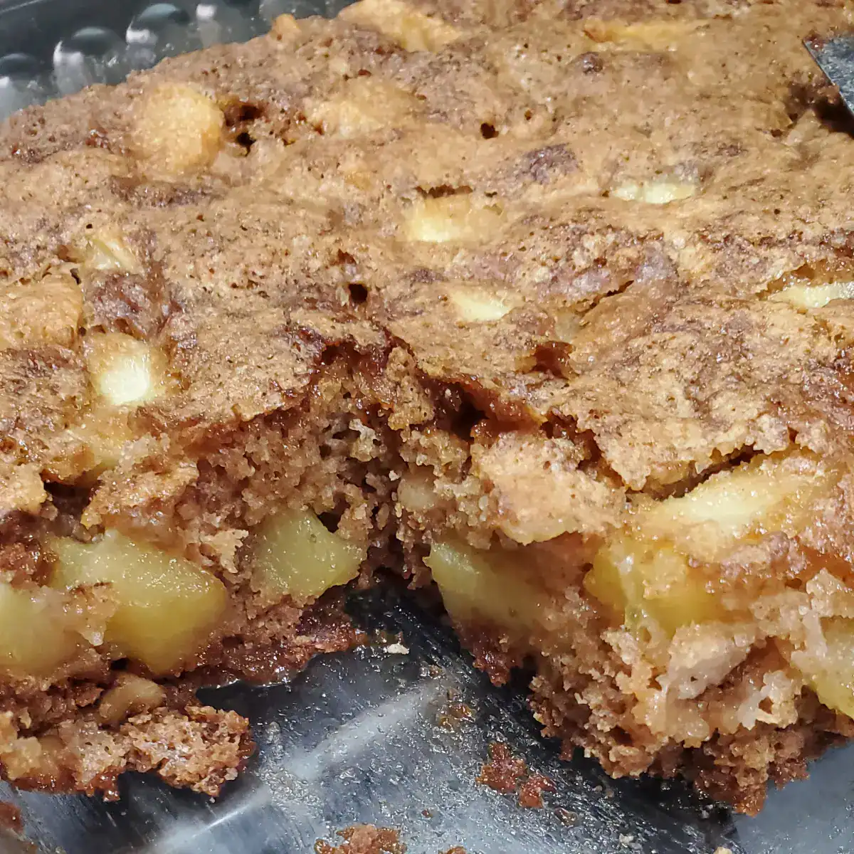 old fashioned apple Walnut cake. cake with large bits of apple.